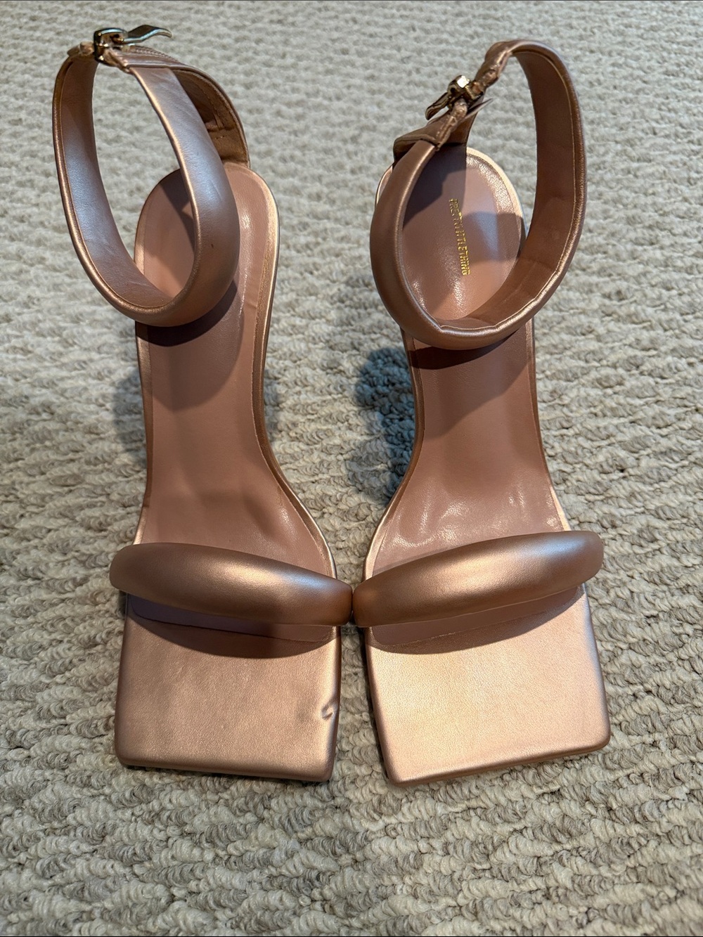 BRAND NEW Women's Rose Gold Ankle-Strap Square-Toe Sandals
